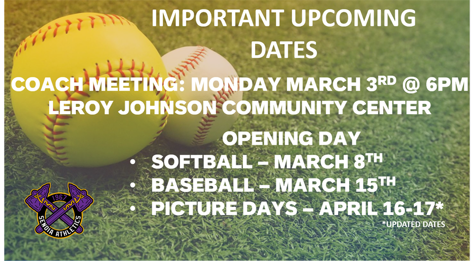 Important Dates - Updated